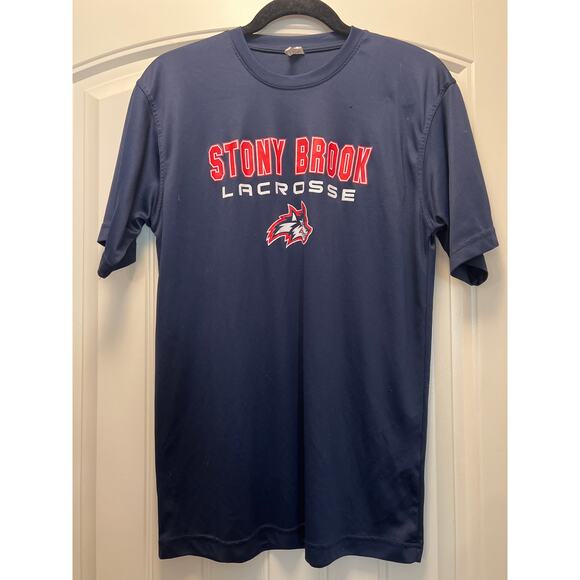 Ultra Club Men’s Soft Cool & Dry Stony Brook Lacrosse Pullover Shirt Size M Blue - Picture 1 of 4